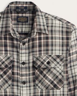 ALTERNATE VIEW OF MEN'S PLAID BURNSIDE COTTON FLANNEL SHIRT IN GREY PLAID image number 2