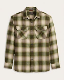 MEN'S PLAID BURNSIDE COTTON FLANNEL SHIRT IN TAN/OLIVE PLAID image number 1