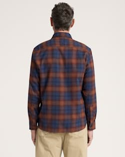 ALTERNATE VIEW OF MEN'S PLAID BURNSIDE COTTON FLANNEL SHIRT IN NAVY/BRICK PLAID image number 2