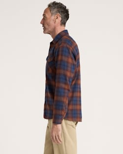 ALTERNATE VIEW OF MEN'S PLAID BURNSIDE COTTON FLANNEL SHIRT IN NAVY/BRICK PLAID image number 3