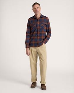 ALTERNATE VIEW OF MEN'S PLAID BURNSIDE COTTON FLANNEL SHIRT IN NAVY/BRICK PLAID image number 6