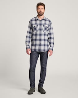 ALTERNATE VIEW OF MEN'S PLAID BURNSIDE COTTON FLANNEL SHIRT IN GREY/NAVY PLAID image number 5