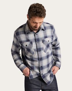 MEN'S PLAID BURNSIDE COTTON FLANNEL SHIRT IN GREY/NAVY PLAID image number 1