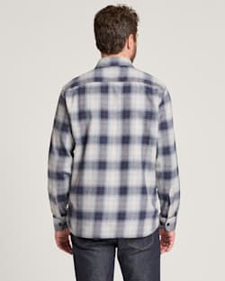 ALTERNATE VIEW OF MEN'S PLAID BURNSIDE COTTON FLANNEL SHIRT IN GREY/NAVY PLAID image number 2