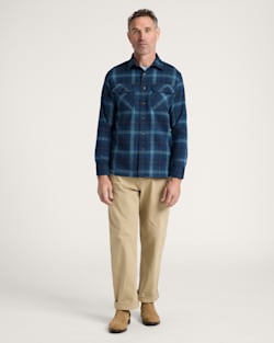 ALTERNATE VIEW OF MEN'S PLAID BURNSIDE COTTON FLANNEL SHIRT IN DENIM PLAID image number 6