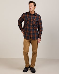 MEN'S PLAID BURNSIDE COTTON FLANNEL SHIRT IN NAVY/BROWN PLAID image number 1