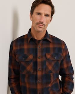 ALTERNATE VIEW OF MEN'S PLAID BURNSIDE COTTON FLANNEL SHIRT IN NAVY/BROWN PLAID image number 5