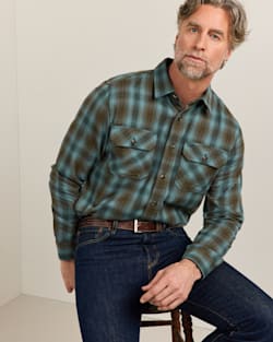 MEN'S PLAID BURNSIDE COTTON FLANNEL SHIRT IN SEA BLUE MULTI PLAID image number 1