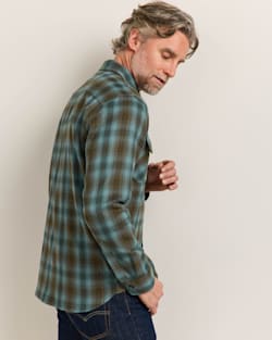 ALTERNATE VIEW OF MEN'S PLAID BURNSIDE COTTON FLANNEL SHIRT IN SEA BLUE MULTI PLAID image number 3