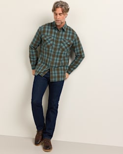 ALTERNATE VIEW OF MEN'S PLAID BURNSIDE COTTON FLANNEL SHIRT IN SEA BLUE MULTI PLAID image number 6