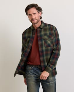MEN'S PLAID BURNSIDE COTTON FLANNEL SHIRT IN GREEN MULTI PLAID image number 1