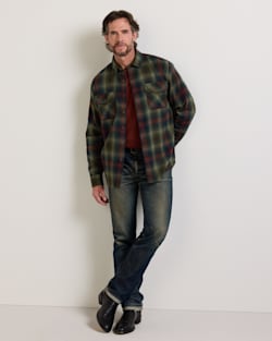 ALTERNATE VIEW OF MEN'S PLAID BURNSIDE COTTON FLANNEL SHIRT IN GREEN MULTI PLAID image number 2