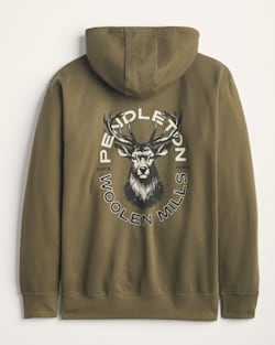MEN'S LONG-SLEEVE STAG GRAPHIC HOODIE IN MILITARY GREEN/BLACK image number 1