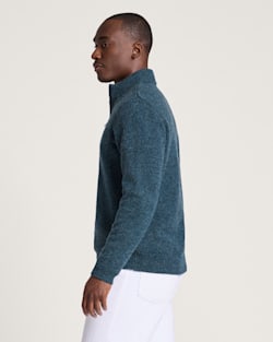 ALTERNATE VIEW OF MEN'S SHETLAND COLLECTION QUARTER-ZIP SWEATER IN MIDNIGHT GREEN MIX image number 3