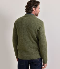 ALTERNATE VIEW OF MEN'S SHETLAND COLLECTION QUARTER-ZIP SWEATER IN OLIVE HEATHER image number 2