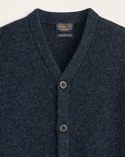 ALTERNATE VIEW OF MEN'S SHETLAND COLLECTION CARDIGAN IN INDIGO HEATHER image number 2