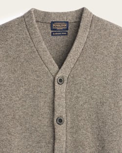 ALTERNATE VIEW OF MEN'S SHETLAND COLLECTION CARDIGAN IN STONE HEATHER image number 2