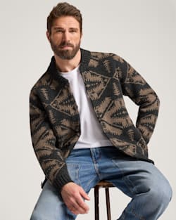 MEN'S MIRROR LAKE LAMBSWOOL CARDIGAN IN OXFORD MIX/TAUPE image number 1