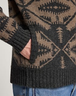 ALTERNATE VIEW OF MEN'S MIRROR LAKE LAMBSWOOL CARDIGAN IN OXFORD MIX/TAUPE image number 5