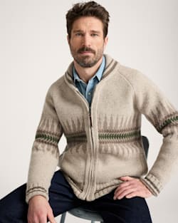 SAWTOOTH BUCK LAMBSWOOL ZIP CARDIGAN IN OATMEAL image number 1