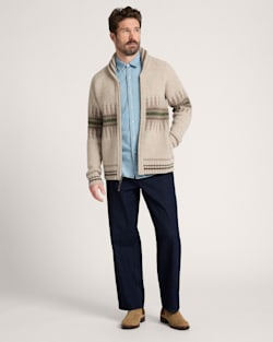 ALTERNATE VIEW OF SAWTOOTH BUCK LAMBSWOOL ZIP CARDIGAN IN OATMEAL image number 6