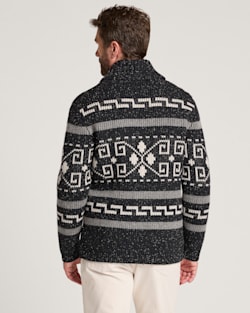 ALTERNATE VIEW OF MEN'S WESTERLEY DONEGAL LAMBSWOOL CARDIGAN IN BLACK image number 2