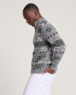 ALTERNATE VIEW OF MEN'S AUTUMN BIRCH LAMBSWOOL QUARTER-ZIP SWEATER IN GREY image number 3