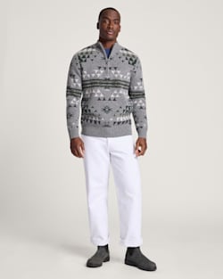 ALTERNATE VIEW OF MEN'S AUTUMN BIRCH LAMBSWOOL QUARTER-ZIP SWEATER IN GREY image number 5