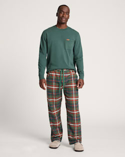 ALTERNATE VIEW OF MEN'S PLAID FLANNEL PAJAMA PANTS IN GREEN MULTI PLAID image number 4