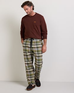 ALTERNATE VIEW OF MEN'S PLAID FLANNEL PAJAMA PANTS IN OLIVE MULTI image number 2
