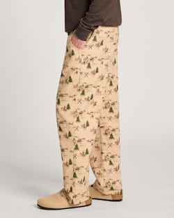 ALTERNATE VIEW OF MEN'S RANCH PRINT FLANNEL PAJAMA PANTS IN TAN image number 3