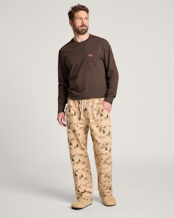 ALTERNATE VIEW OF MEN'S RANCH PRINT FLANNEL PAJAMA PANTS IN TAN image number 5