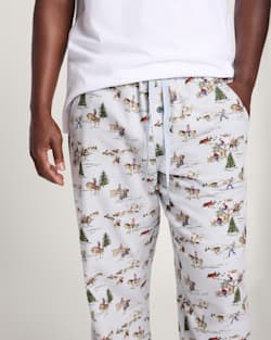 ALTERNATE VIEW OF MEN'S RANCH PRINT FLANNEL PAJAMA PANTS IN BLUE image number 4