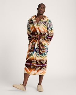 UNISEX MYSTIC LAKE COTTON TERRY VELOUR BATHROBE IN MULTI image number 1