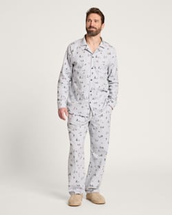 MEN'S SKI PRINT FLANNEL PAJAMA SET IN GREY image number 1