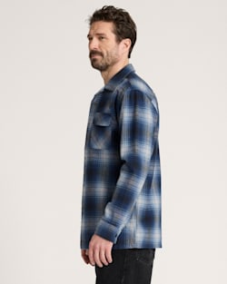 ALTERNATE VIEW OF LONG-SLEEVE PLAID COTTON BOARD SHIRT IN NAVY/GREY PLAID image number 3