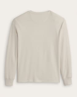 ALTERNATE VIEW OF LONG-SLEEVE WAFFLE-KNIT COTTON HENLEY IN ECRU image number 2