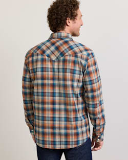 ALTERNATE VIEW OF MEN'S PLAID SNAP-FRONT WYATT COTTON SHIRT IN BLUE/OCHRE image number 4