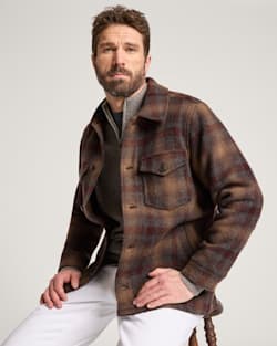 MEN'S PLAID WOOL LAWSON COAT IN BROWN/MAROON image number 1