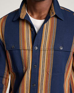 ALTERNATE VIEW OF MEN'S WESTON COTTON TWILL SHIRT IN NAVY MULTI STRIPE image number 4