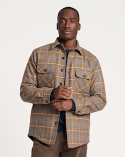 MEN'S PLAID QUILTED CPO JACKET IN TAN/GREY MIX image number 1
