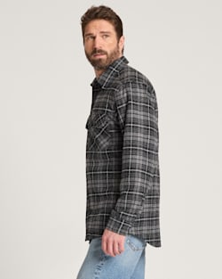 ALTERNATE VIEW OF MEN'S PLAID QUILTED CPO JACKET IN BLACK/GREY MIX image number 3