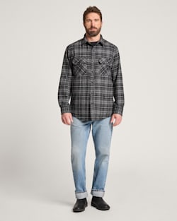 ALTERNATE VIEW OF MEN'S PLAID QUILTED CPO JACKET IN BLACK/GREY MIX image number 6