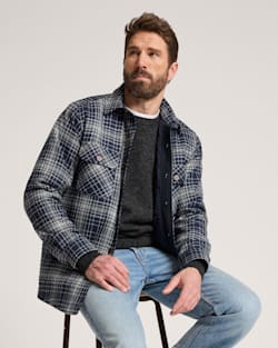 PLAID QUILTED CPO JACKET IN NAVY GLEN OMBRE image number 1