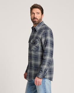 ALTERNATE VIEW OF PLAID QUILTED CPO JACKET IN NAVY GLEN OMBRE image number 3