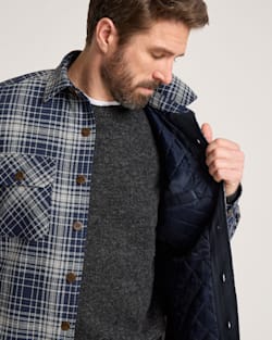ALTERNATE VIEW OF PLAID QUILTED CPO JACKET IN NAVY GLEN OMBRE image number 5