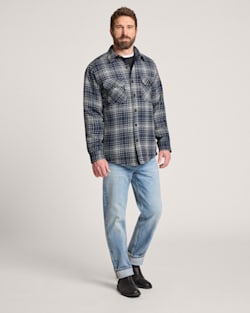 ALTERNATE VIEW OF PLAID QUILTED CPO JACKET IN NAVY GLEN OMBRE image number 6
