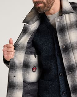 ALTERNATE VIEW OF MEN'S BOZEMAN WOOL FIELD COAT IN BLACK/IVORY PLAID image number 4