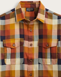 ALTERNATE VIEW OF MEN'S MEN'S PLAID HARRISON MERINO SHIRT IN BLUE/COPPER BLOCK PLAID image number 2