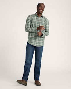 ALTERNATE VIEW OF MEN'S MEN'S PLAID MERINO LODGE SHIRT IN GREEN/TAN/GREY OMBRE image number 6